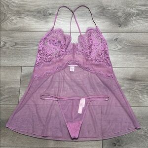 Victoria's‎ Secret Pink Lace Slip And V-String Panty Size Medium